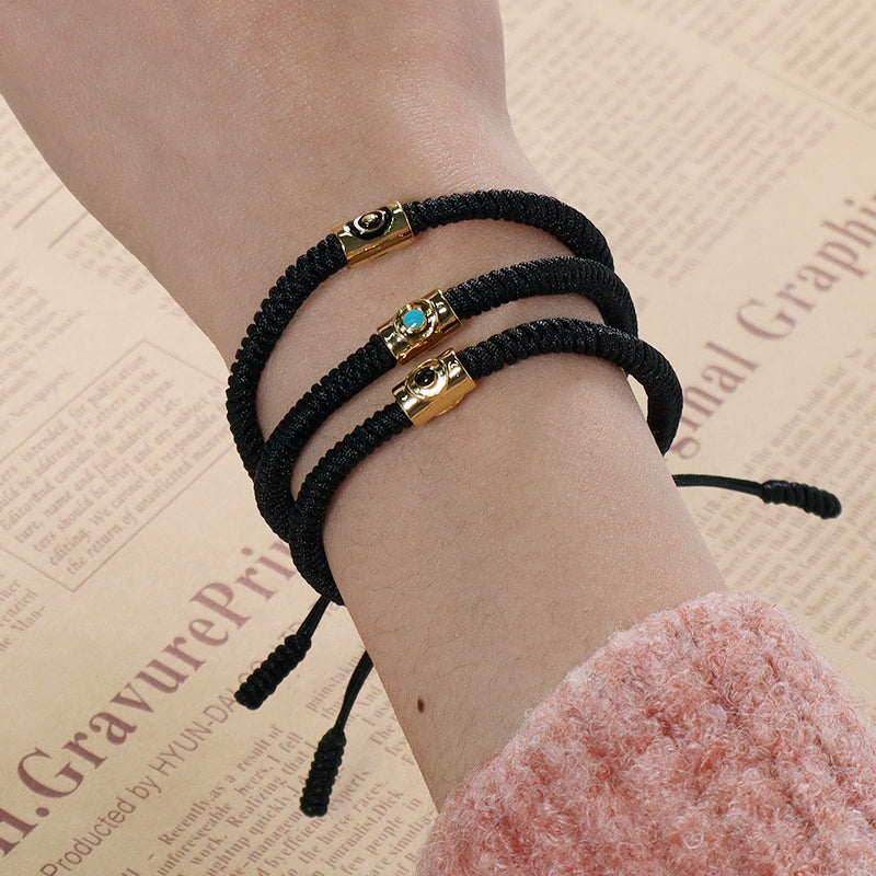 Wholesale Custom Handmade Friendship OEM Women Men Jewelry Ajustable Rope Gold Plated Enamel Connector Charm Woven Bracelet