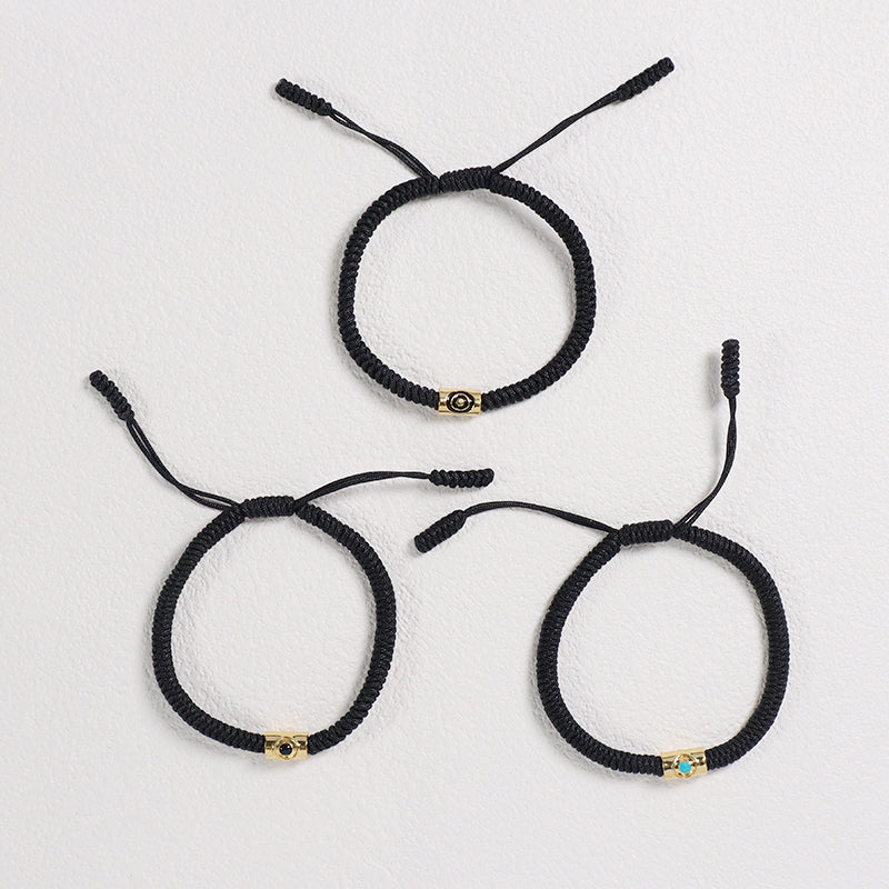 Wholesale Custom Handmade Friendship OEM Women Men Jewelry Ajustable Rope Gold Plated Enamel Connector Charm Woven Bracelet