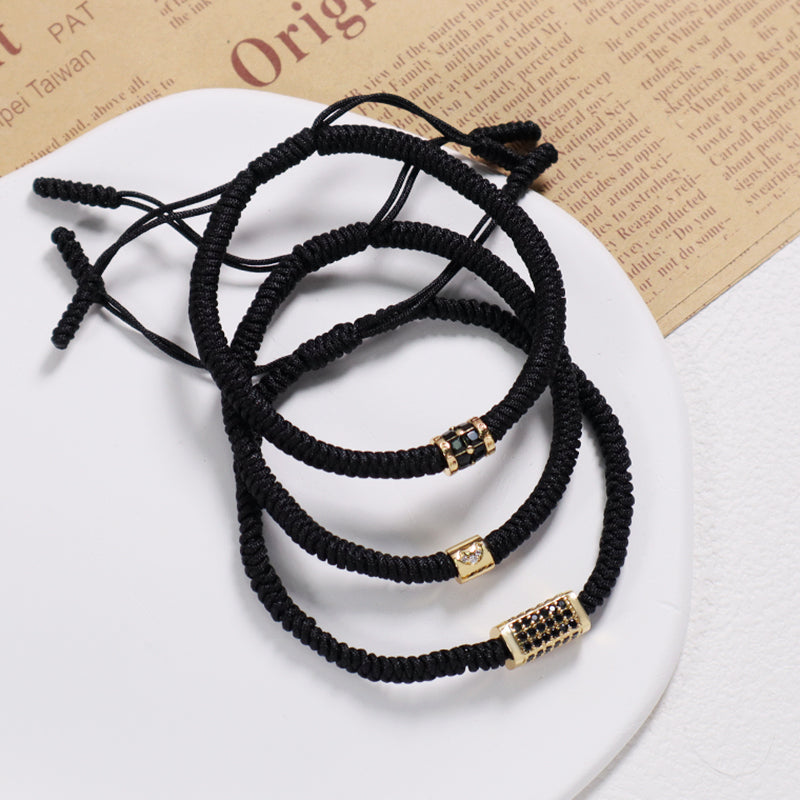 Ajustable Rope Woven Braided Jewelry OEM Customized Wholesale Women Men Gold Plated Connector Moon Charm Handmade Macrame Bracelet