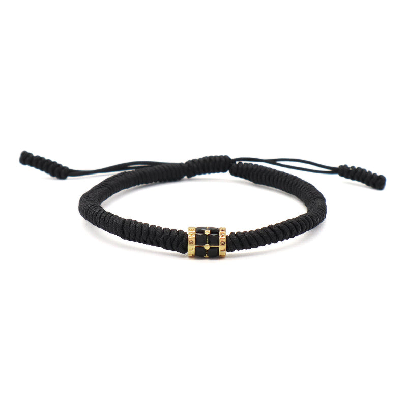 Ajustable Rope Woven Braided Jewelry OEM Customized Wholesale Women Men Gold Plated Connector Moon Charm Handmade Macrame Bracelet