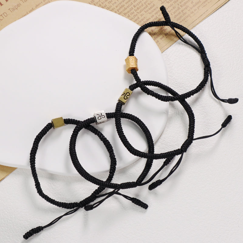 Wholesale Women Men OEM Custom Friendship Jewelry Antique Copper Connector Charm Ajustable Rope Handmade Woven Macrame Bracelet