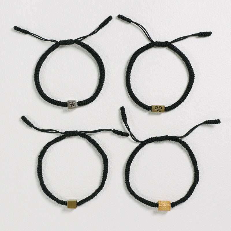 Wholesale Women Men OEM Custom Friendship Jewelry Antique Copper Connector Charm Ajustable Rope Handmade Woven Macrame Bracelet