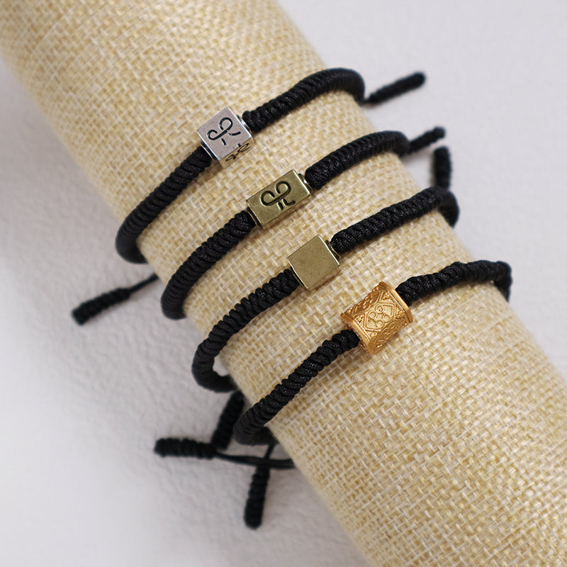 Wholesale Women Men OEM Custom Friendship Jewelry Antique Copper Connector Charm Ajustable Rope Handmade Woven Macrame Bracelet