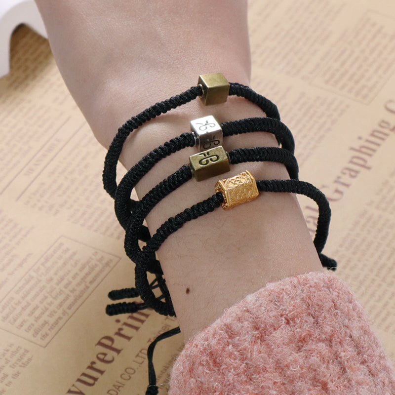 Wholesale Women Men OEM Custom Friendship Jewelry Antique Copper Connector Charm Ajustable Rope Handmade Woven Macrame Bracelet