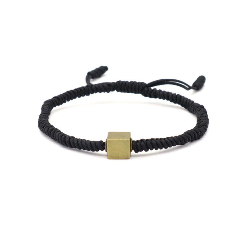 Wholesale Women Men OEM Custom Friendship Jewelry Antique Copper Connector Charm Ajustable Rope Handmade Woven Macrame Bracelet