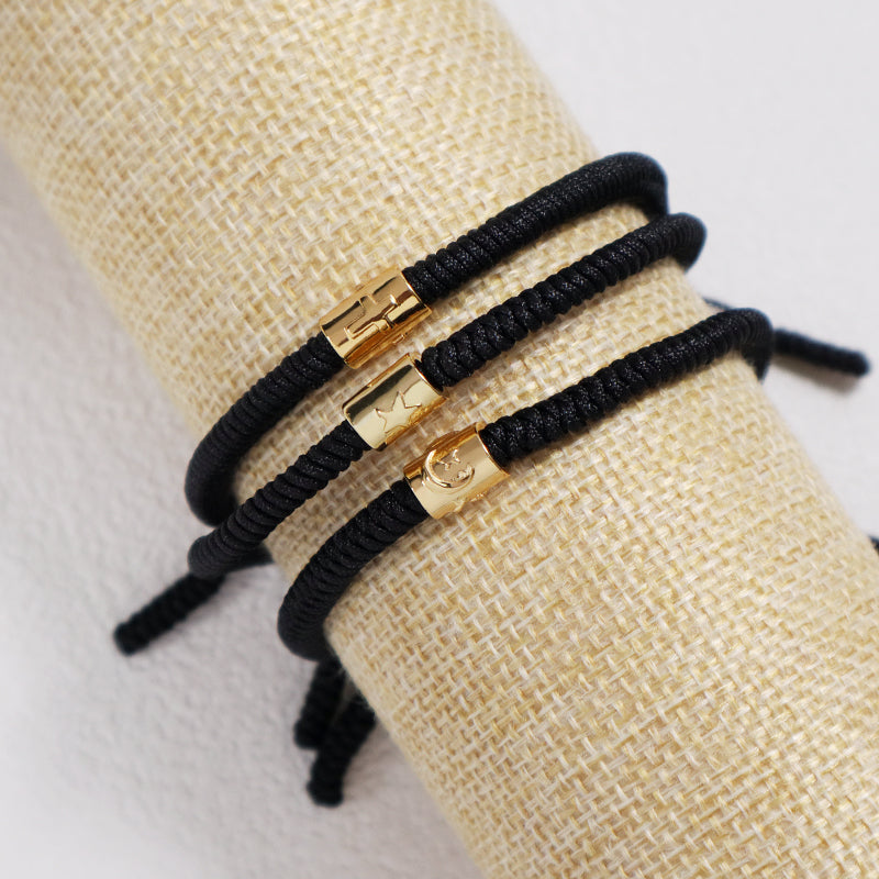OEM Custom Wholesale Women Men Jewelry Ajustable Rope Woven Braided Handmade Macrame Gold Plated Cross Moon Star Charm Bracelet