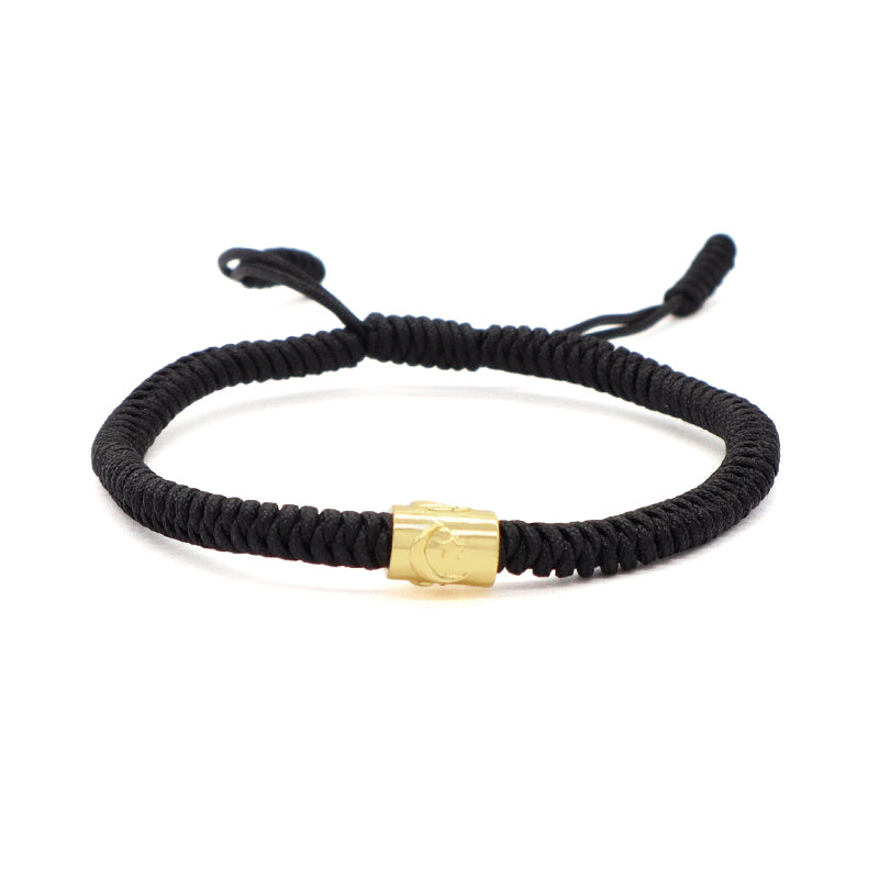 OEM Custom Wholesale Women Men Jewelry Ajustable Rope Woven Braided Handmade Macrame Gold Plated Cross Moon Star Charm Bracelet