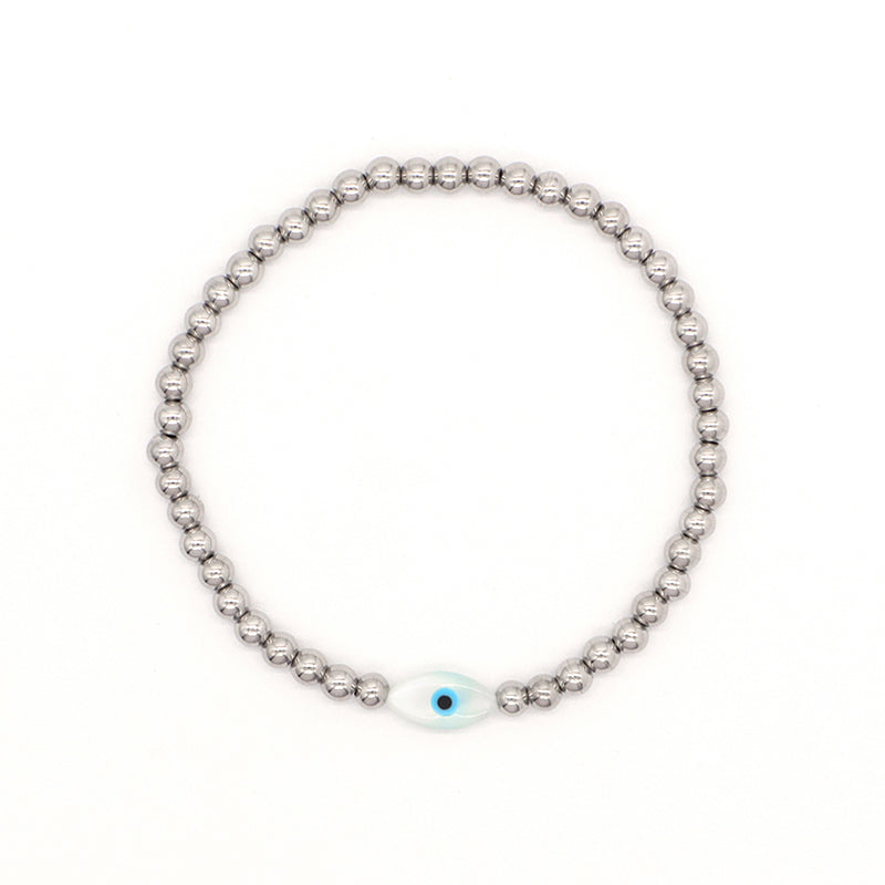OEM Wholesale Fashion Custom Handmade Flower Butterfly Heart Star Evil Eyes Shell Charm Stainless Steel Beads Bracelet For Women