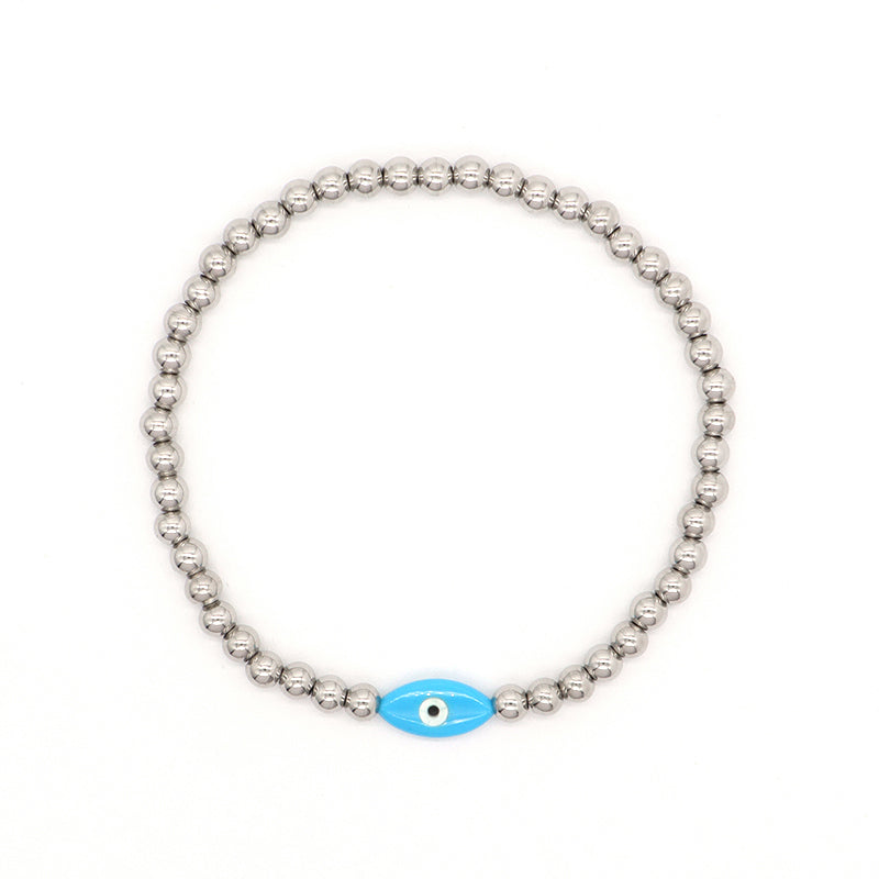 OEM Wholesale Fashion Custom Handmade Flower Butterfly Heart Star Evil Eyes Shell Charm Stainless Steel Beads Bracelet For Women