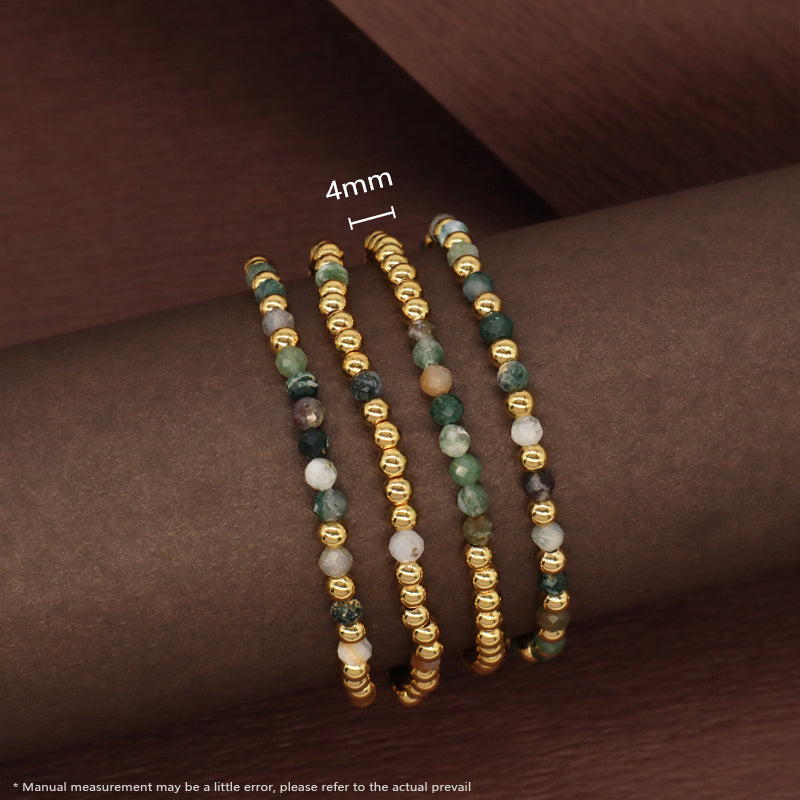 Hot Selling Wholesale Custom Fashion Gold Plated Beads Handmade Elastic 4mm Natural Stone Yoga Beaded Bracelet For Women Gift