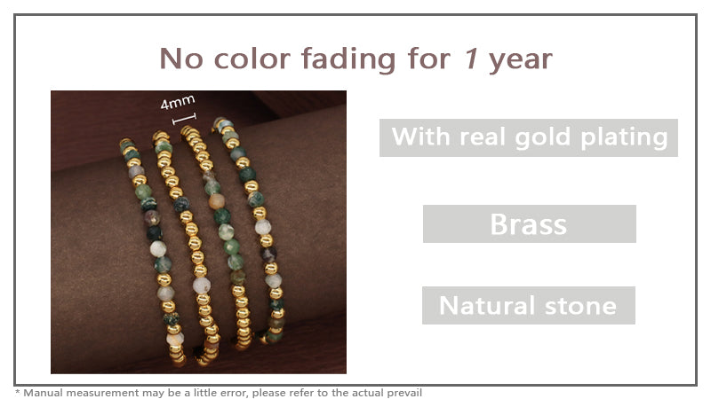 Hot Selling Wholesale Custom Fashion Gold Plated Beads Handmade Elastic 4mm Natural Stone Yoga Beaded Bracelet For Women Gift