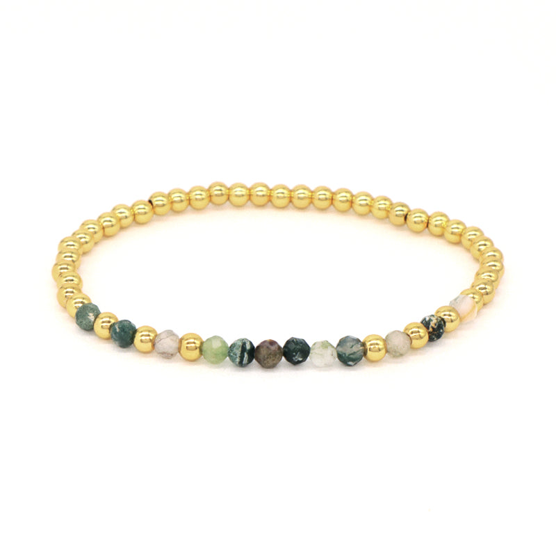 Hot Selling Wholesale Custom Fashion Gold Plated Beads Handmade Elastic 4mm Natural Stone Yoga Beaded Bracelet For Women Gift