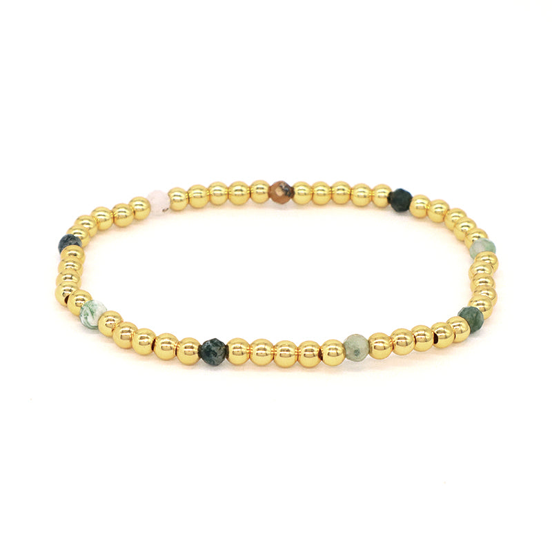 Hot Selling Wholesale Custom Fashion Gold Plated Beads Handmade Elastic 4mm Natural Stone Yoga Beaded Bracelet For Women Gift