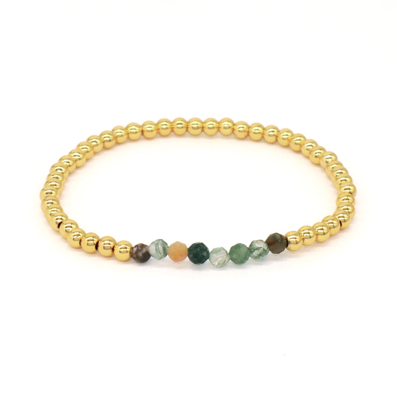 Hot Selling Wholesale Custom Fashion Gold Plated Beads Handmade Elastic 4mm Natural Stone Yoga Beaded Bracelet For Women Gift