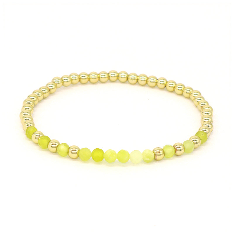 4mm Gold Plated Brass Beaded Wholesale Custom Fashionable Gift Handmade Elastic Gemstone Natural Stone Beads Bracelet For Women