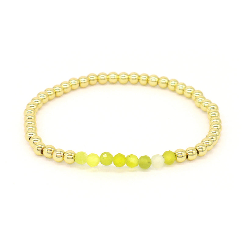 4mm Gold Plated Brass Beaded Wholesale Custom Fashionable Gift Handmade Elastic Gemstone Natural Stone Beads Bracelet For Women