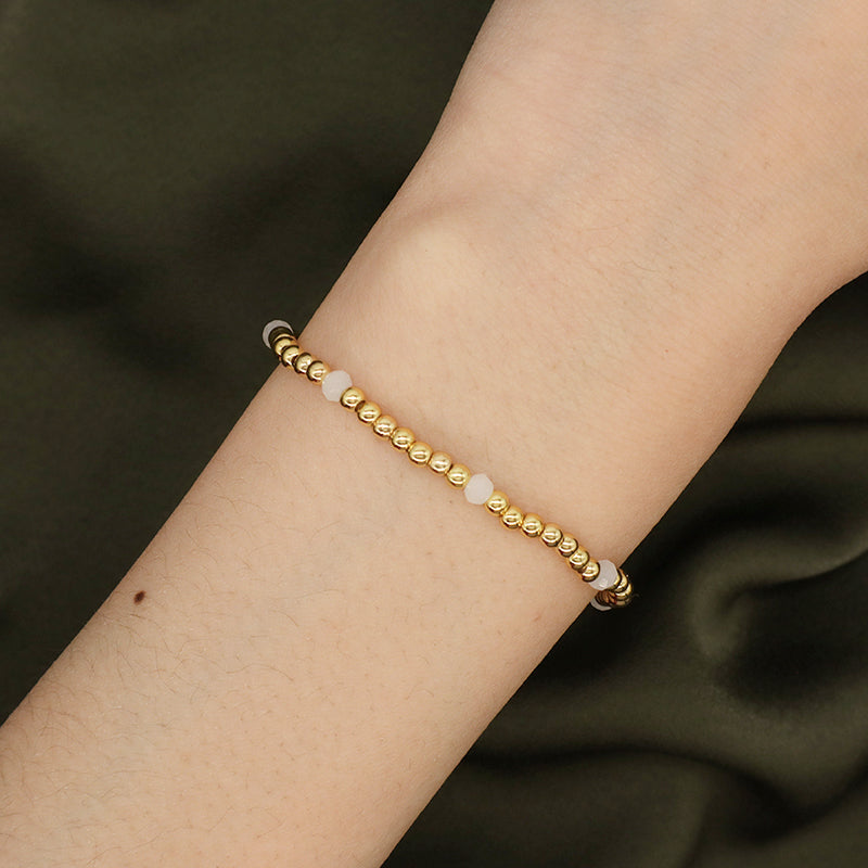 Hot Women Jewelry Fashion Wholesale Handmade Custom Gift Gold Plated Beaded Elastic 3mm Gemstone Natural Stone Beads Bracelet