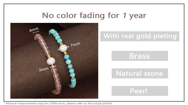 Fashion Custom Women 4mm Gold Plated Beaded Jewelry Handmade Ajustable Woven Pearl Gemstone Natural Stone Beads Macrame Bracelet