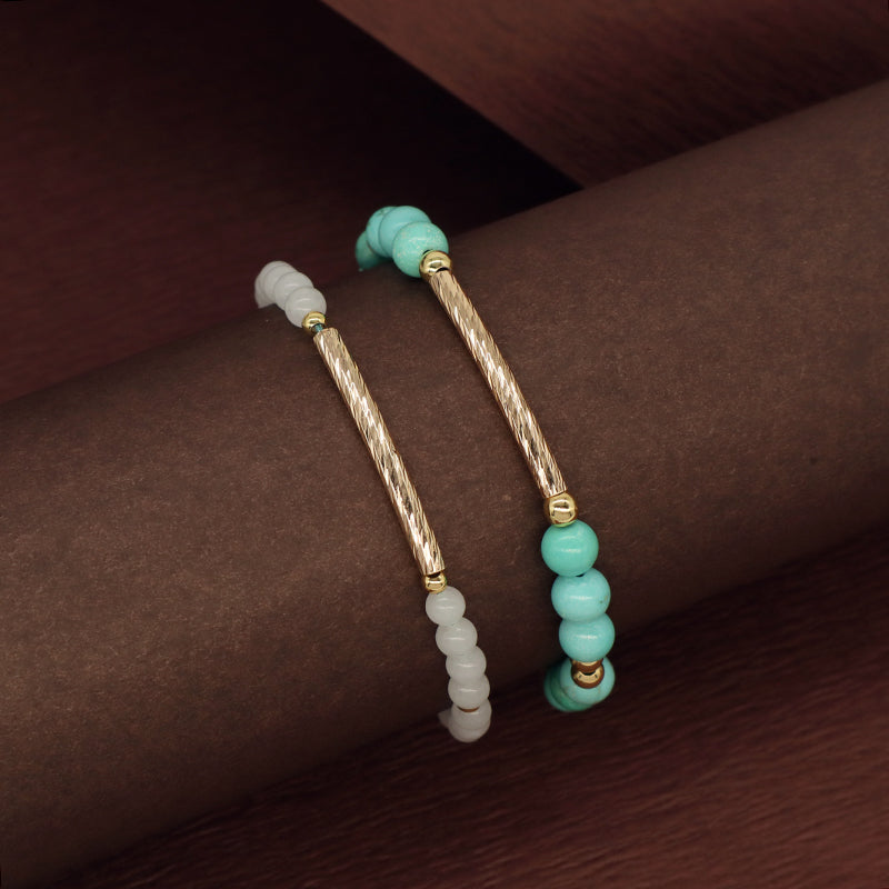 Custom Wholesale Women Gold Plated Brass Charm Jewelry Handmade Ajustable Gemstone Natural Stone Beads Woven Macrame Bracelet