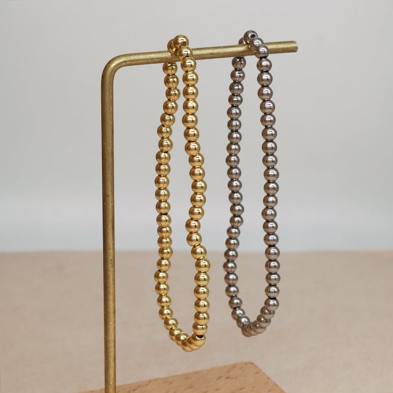 Classic Design Handmade Fashionable Women Jewelry OEM Custom Factory Gift Rhodium Gold Plated Elastic 4mm Brass Beads Bracelet