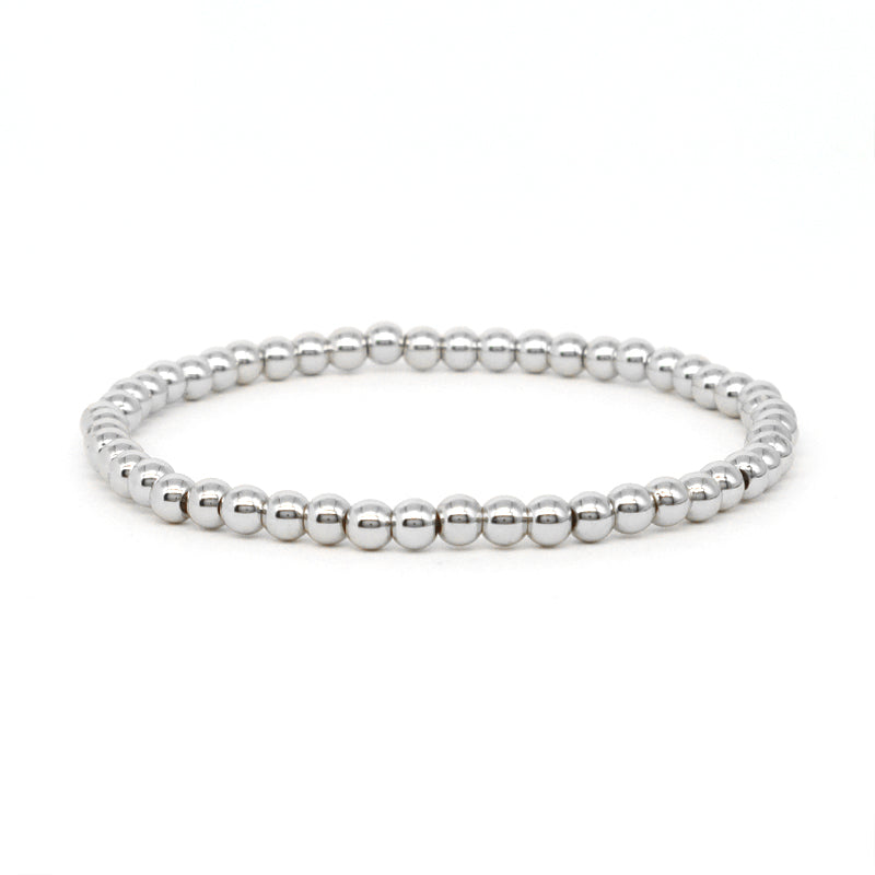 Classic Design Handmade Fashionable Women Jewelry OEM Custom Factory Gift Rhodium Gold Plated Elastic 4mm Brass Beads Bracelet
