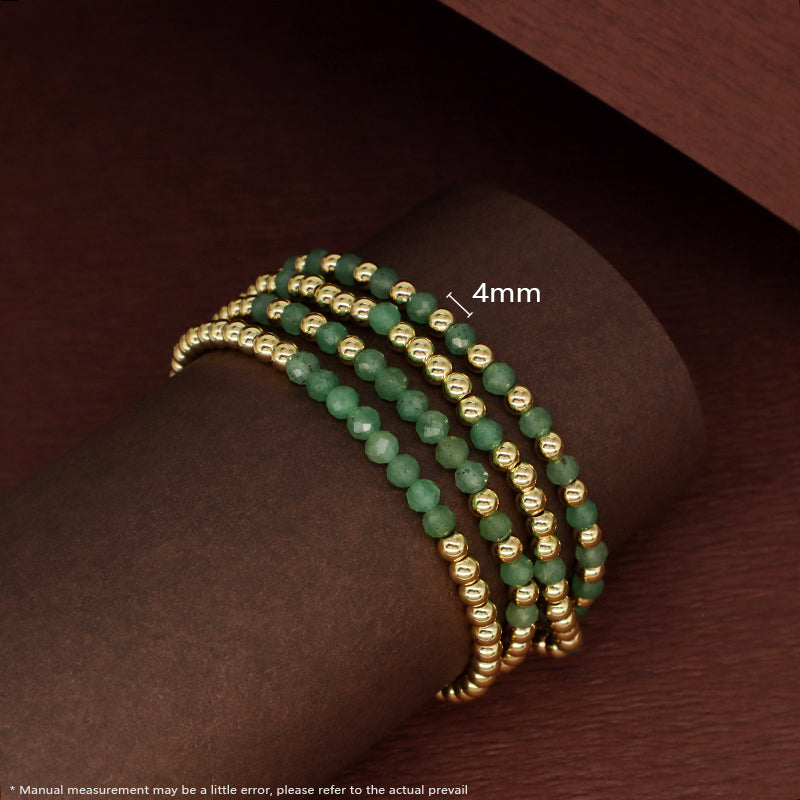 New Arrival OEM Fashion Custom Handmade Women Jewelry Gift 4mm Gold Plated Beaded Elastic Yoga Natural Stone Beads Bracelet