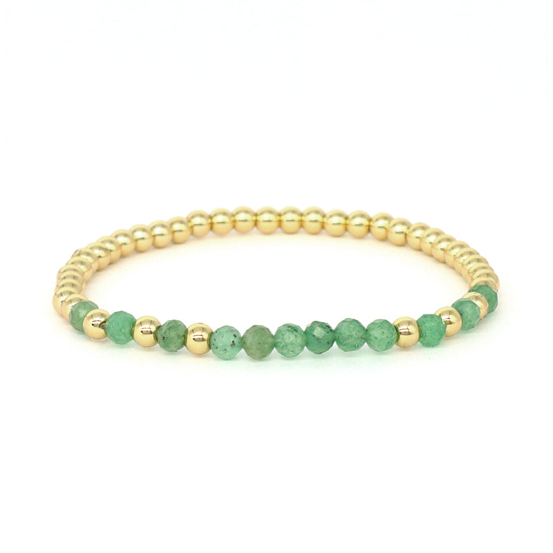 New Arrival OEM Fashion Custom Handmade Women Jewelry Gift 4mm Gold Plated Beaded Elastic Yoga Natural Stone Beads Bracelet