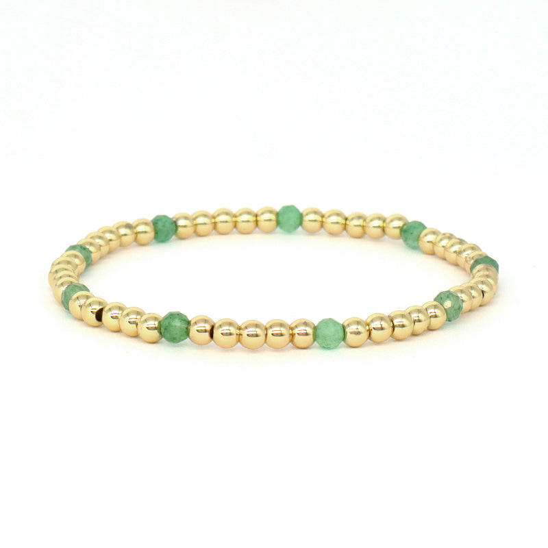 New Arrival OEM Fashion Custom Handmade Women Jewelry Gift 4mm Gold Plated Beaded Elastic Yoga Natural Stone Beads Bracelet