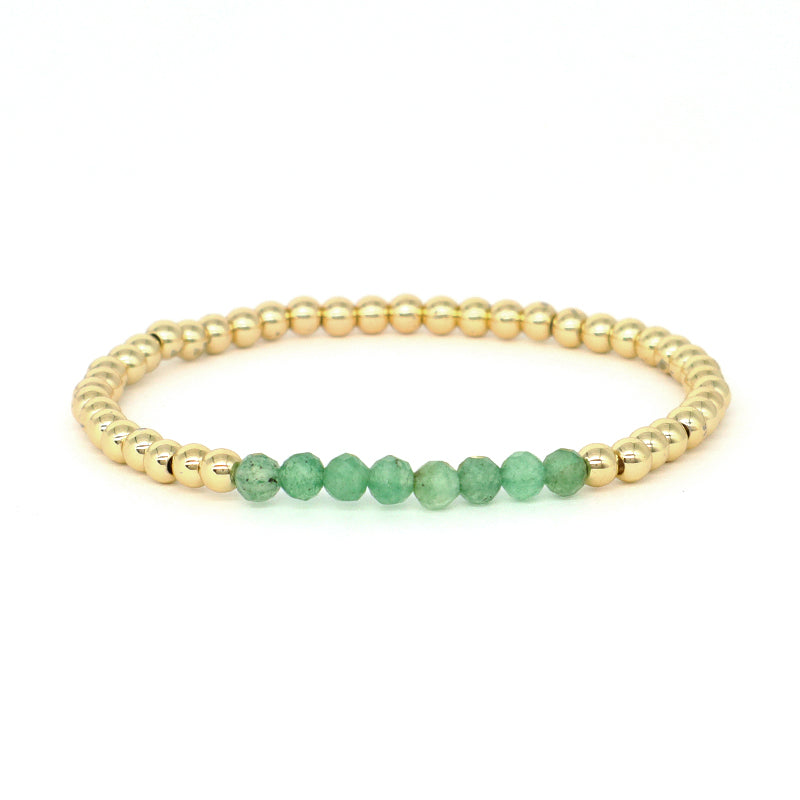 New Arrival OEM Fashion Custom Handmade Women Jewelry Gift 4mm Gold Plated Beaded Elastic Yoga Natural Stone Beads Bracelet