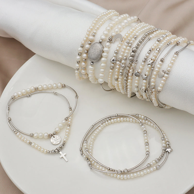 2022 trendy bracelet High quality natural fresh water pearl 925 sterling silver bracelets beaded bracelet