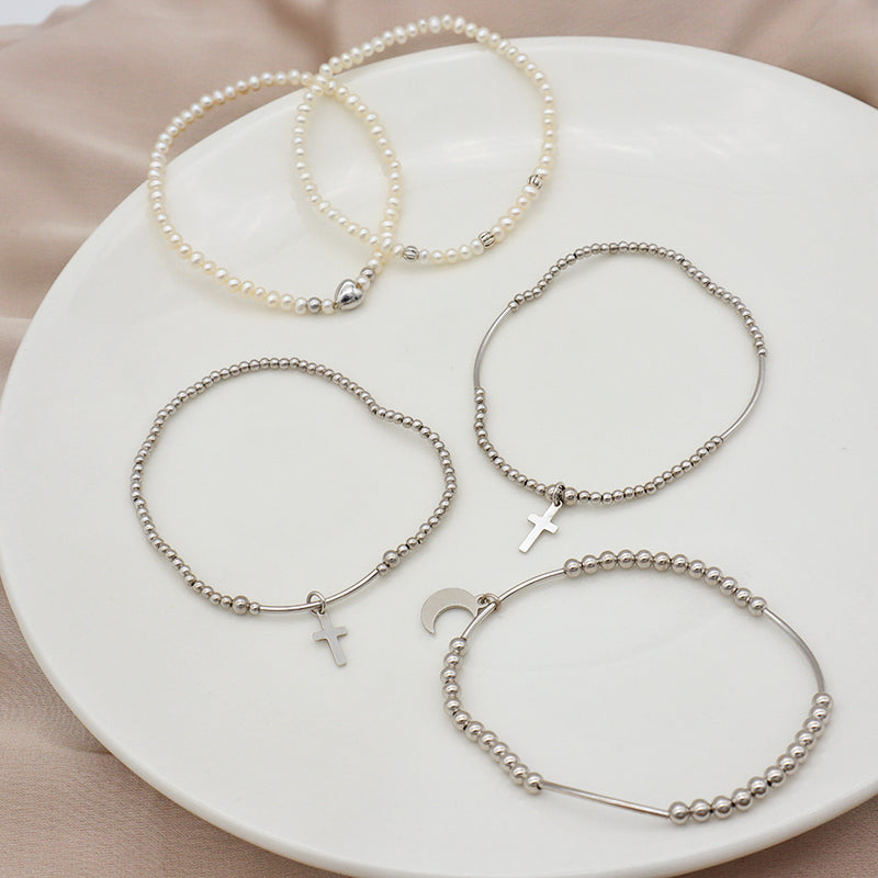 2022 trendy bracelet High quality natural fresh water pearl 925 sterling silver bracelets beaded bracelet