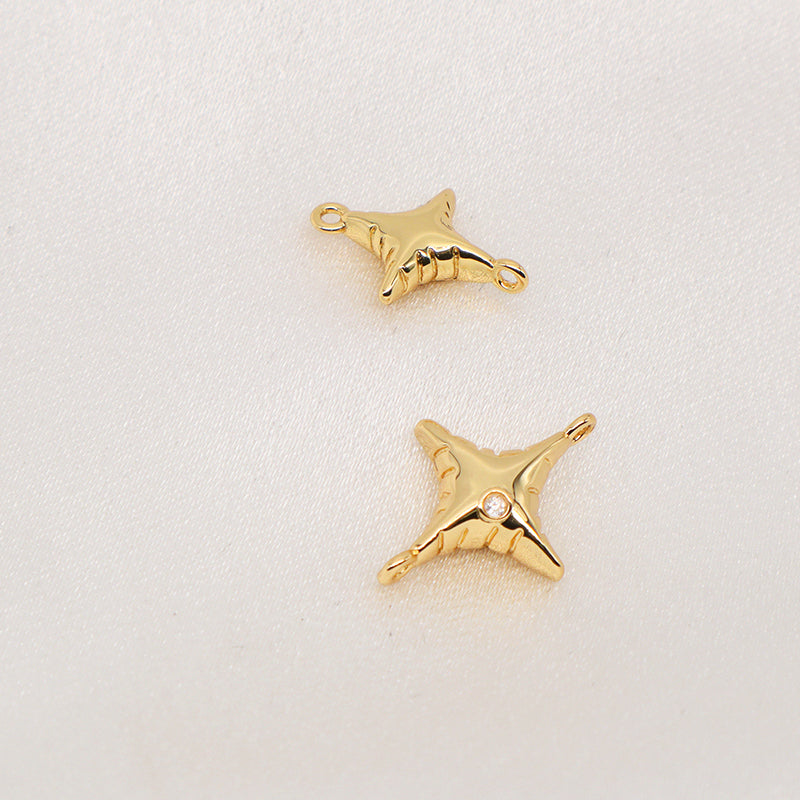Hot Selling China Factory Wholesale Women Fashion Bracelet Connect Accessories CZ Gold Plated Charms For Diy Jewelry Making