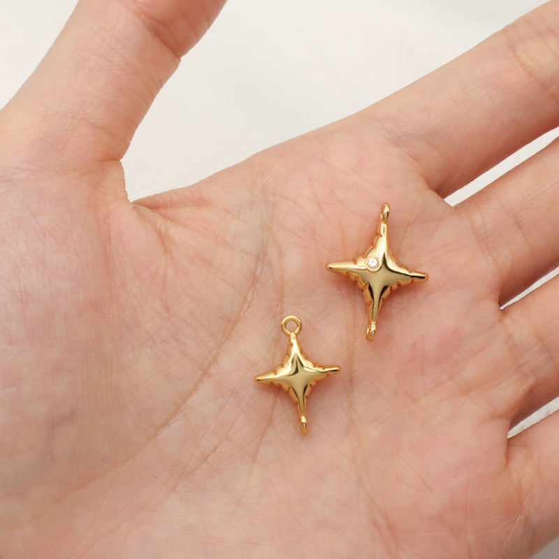 Hot Selling China Factory Wholesale Women Fashion Bracelet Connect Accessories CZ Gold Plated Charms For Diy Jewelry Making