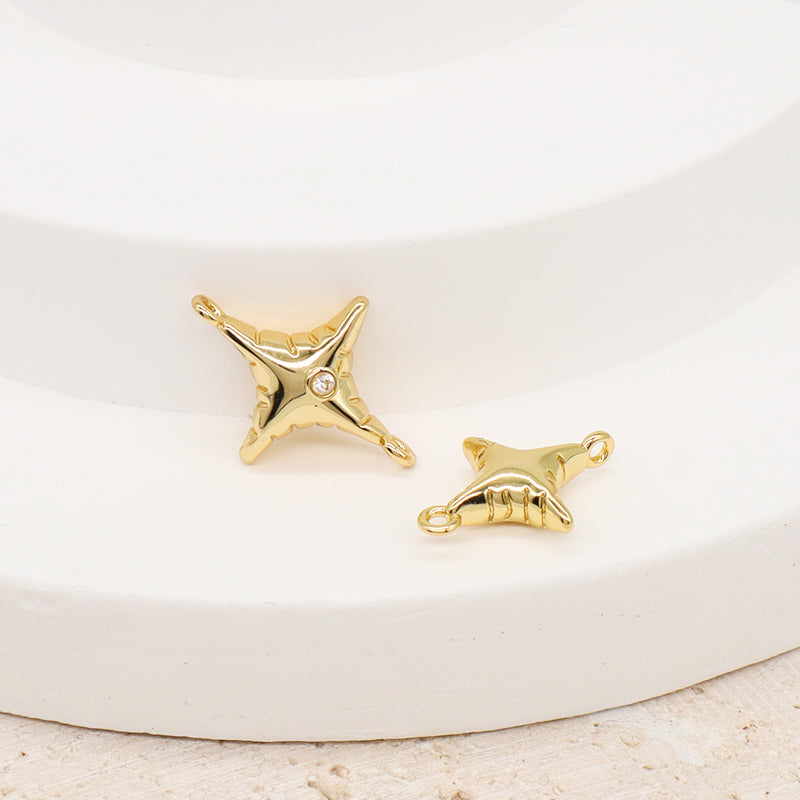 Hot Selling China Factory Wholesale Women Fashion Bracelet Connect Accessories CZ Gold Plated Charms For Diy Jewelry Making