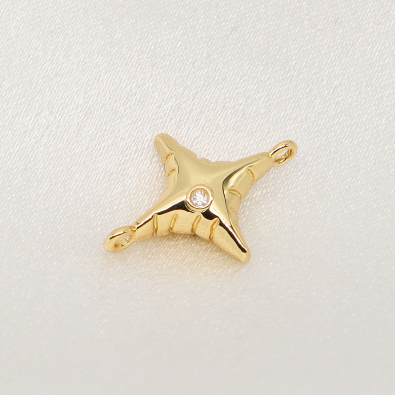 Hot Selling China Factory Wholesale Women Fashion Bracelet Connect Accessories CZ Gold Plated Charms For Diy Jewelry Making