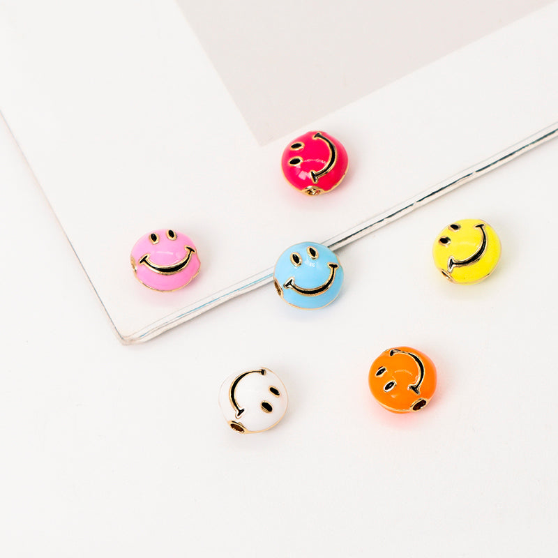Wholesale Custom China Factory Colorful Cute Smile Charm Accessories Gold Plated Enamel Smiley Face Charms For Jewelry Making