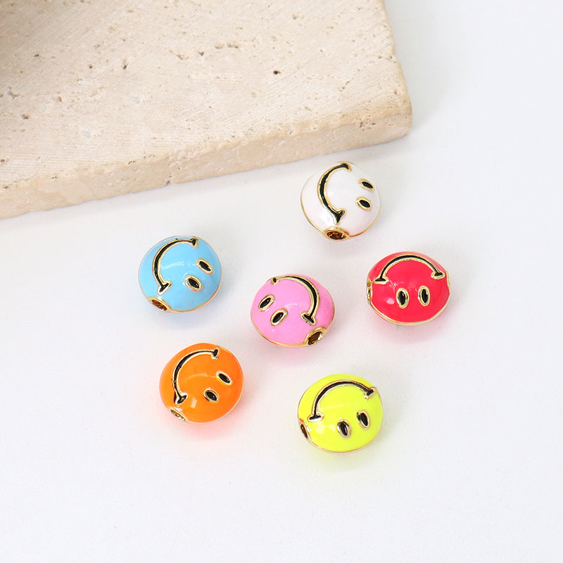 Wholesale Custom China Factory Colorful Cute Smile Charm Accessories Gold Plated Enamel Smiley Face Charms For Jewelry Making