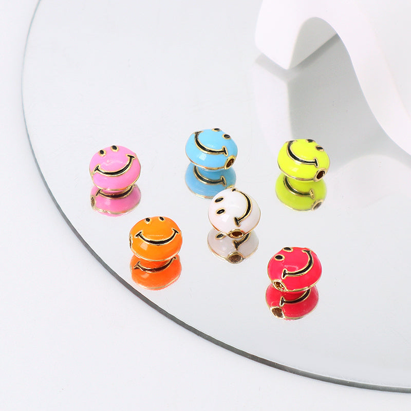 Wholesale Custom China Factory Colorful Cute Smile Charm Accessories Gold Plated Enamel Smiley Face Charms For Jewelry Making