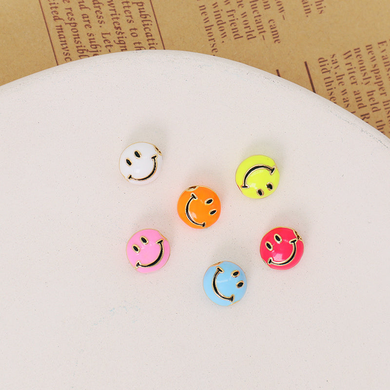 Wholesale Custom China Factory Colorful Cute Smile Charm Accessories Gold Plated Enamel Smiley Face Charms For Jewelry Making