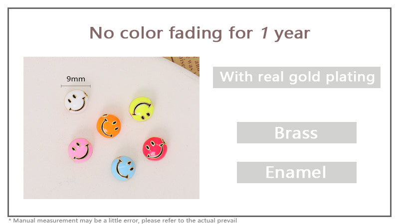 Wholesale Custom China Factory Colorful Cute Smile Charm Accessories Gold Plated Enamel Smiley Face Charms For Jewelry Making