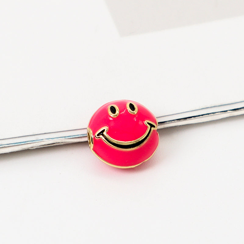 Wholesale Custom China Factory Colorful Cute Smile Charm Accessories Gold Plated Enamel Smiley Face Charms For Jewelry Making