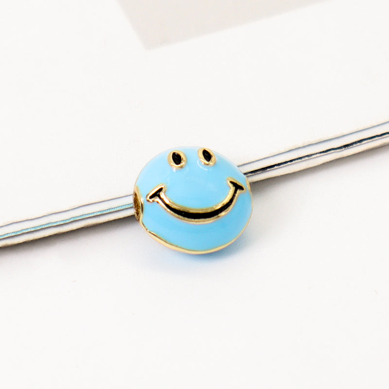 Wholesale Custom China Factory Colorful Cute Smile Charm Accessories Gold Plated Enamel Smiley Face Charms For Jewelry Making