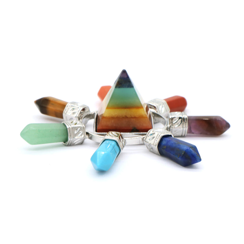 Wholesale Custom Natural Crystal Pyramid Hexagonal Column Energy Stone Craft Energy Generator 7 Chakra Healing Pyramid Ornament