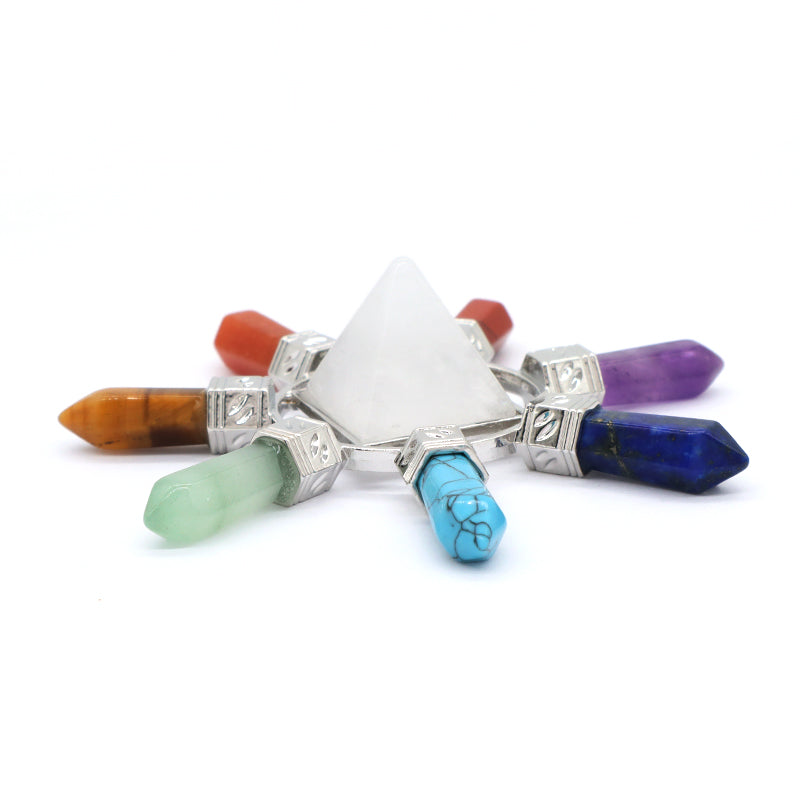 Wholesale Custom Natural Crystal Pyramid Hexagonal Column Energy Stone Craft Energy Generator 7 Chakra Healing Pyramid Ornament