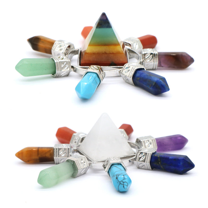 Wholesale Custom Natural Crystal Pyramid Hexagonal Column Energy Stone Craft Energy Generator 7 Chakra Healing Pyramid Ornament