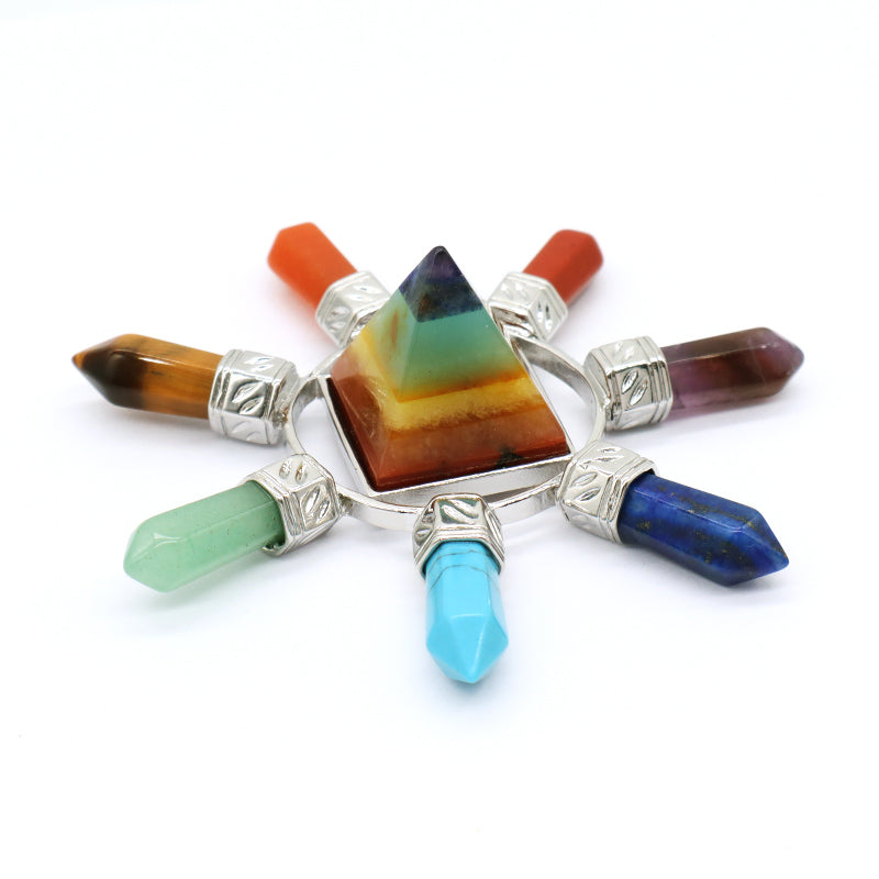 Wholesale Custom Natural Crystal Pyramid Hexagonal Column Energy Stone Craft Energy Generator 7 Chakra Healing Pyramid Ornament