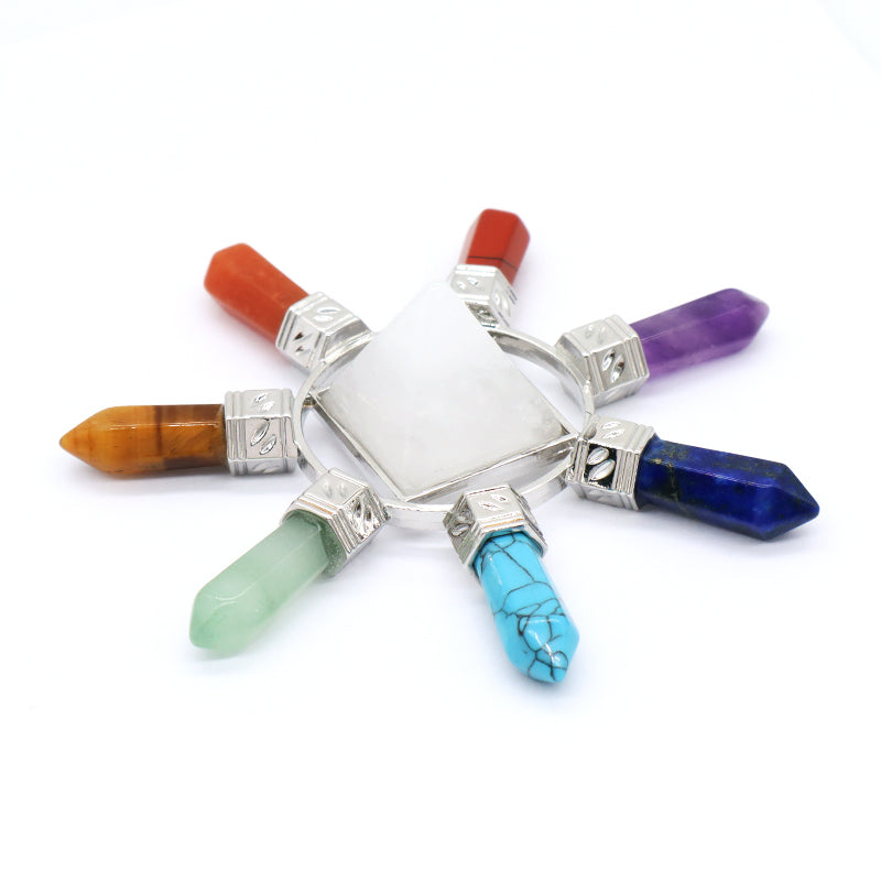 Wholesale Custom Natural Crystal Pyramid Hexagonal Column Energy Stone Craft Energy Generator 7 Chakra Healing Pyramid Ornament