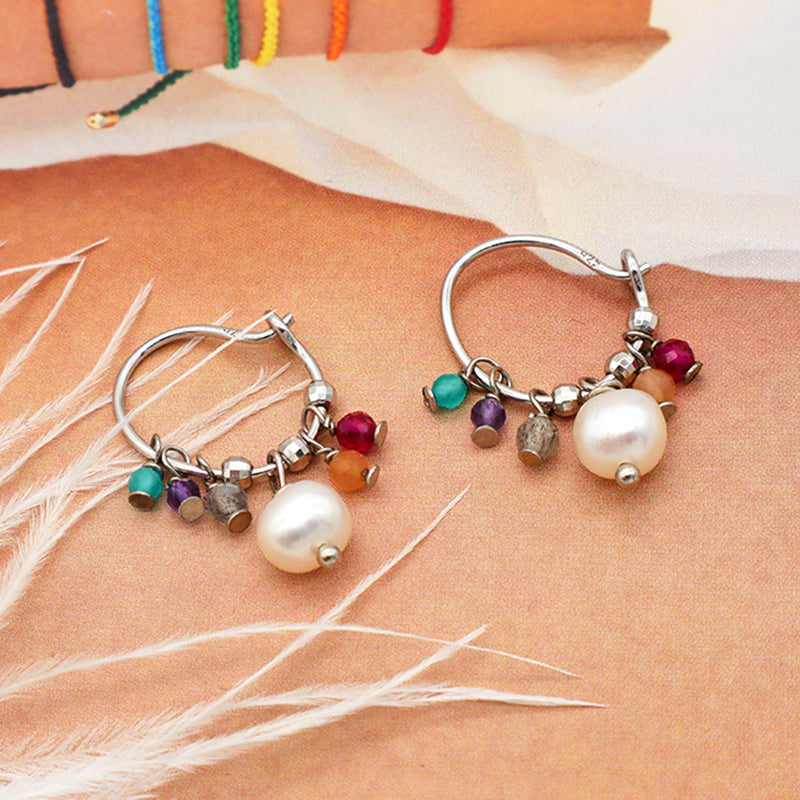 Newest trendy earring jewelry 925 sterling silver natural fresh water pearl earring