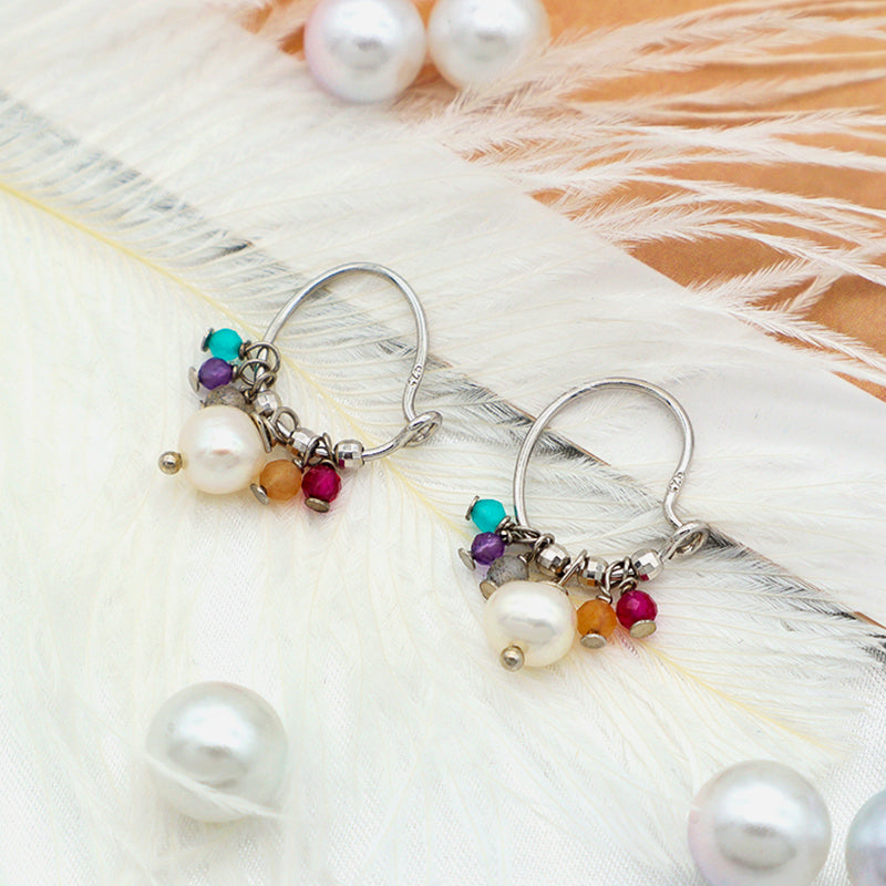 Newest trendy earring jewelry 925 sterling silver natural fresh water pearl earring