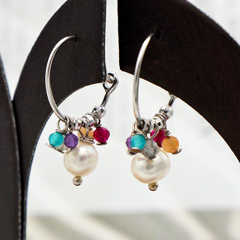 Newest trendy earring jewelry 925 sterling silver natural fresh water pearl earring